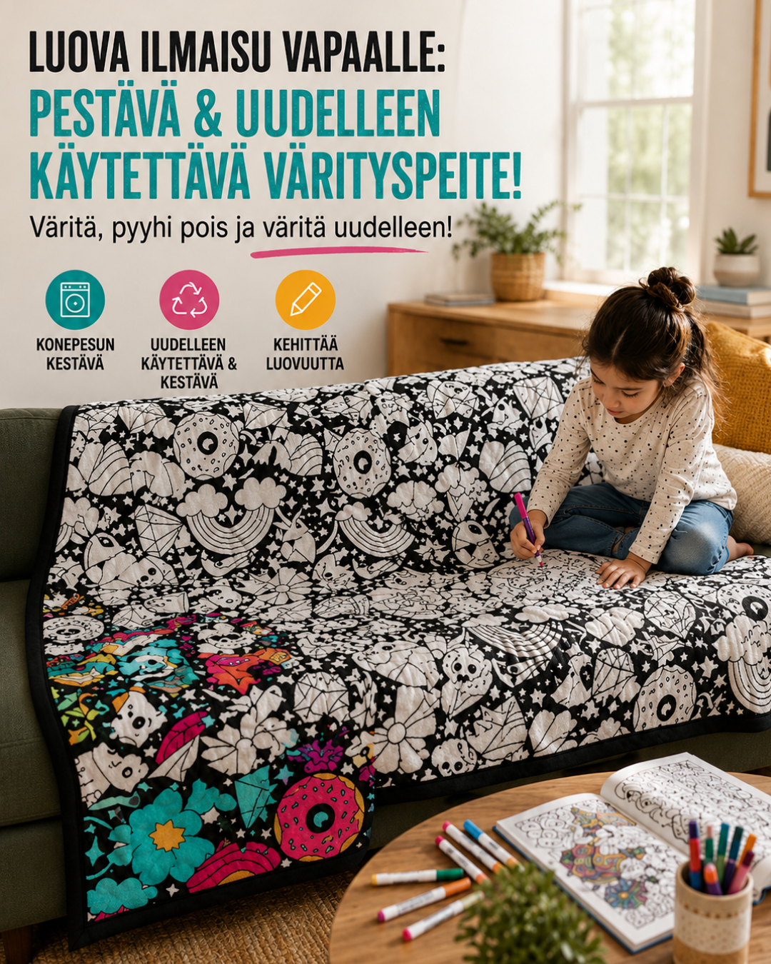 Väritä & Rentoudu -viltti