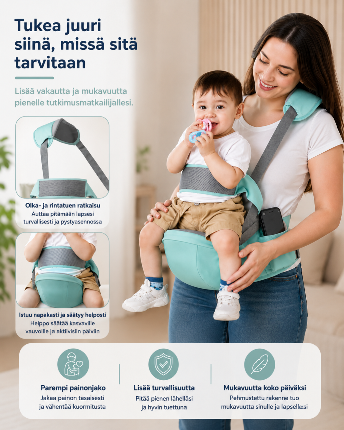 CloseNest – ergonominen lonkkaistuinkantoreppu