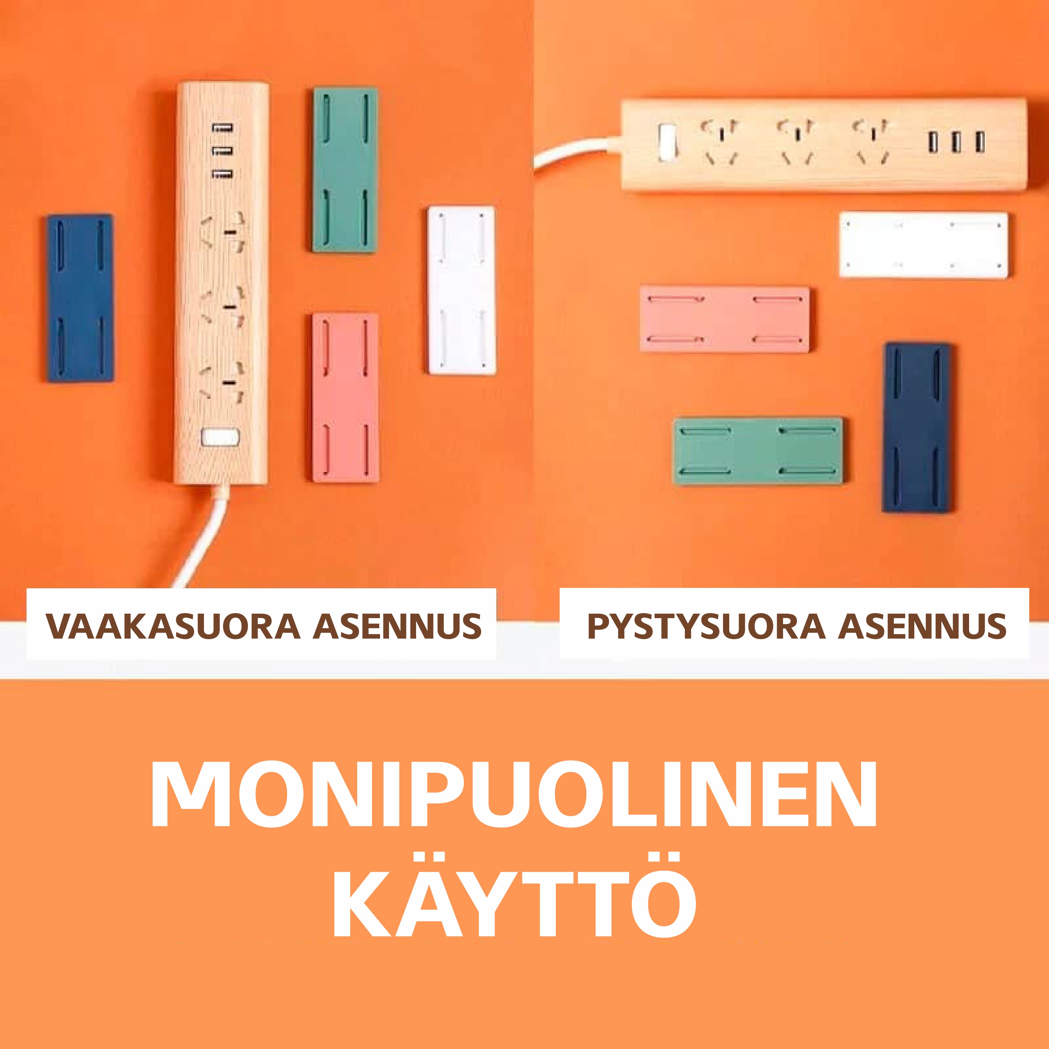 Stick-On Pistokejärjestäjä – Helppo ja vahva kiinnitys ilman poraamista
