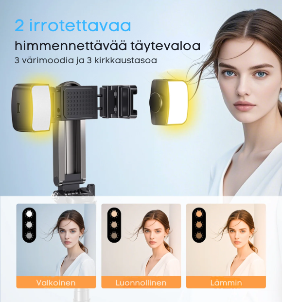UniStiq™ |  Kannettava monitoiminen selfiekeppi