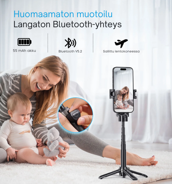 UniStiq™ |  Kannettava monitoiminen selfiekeppi