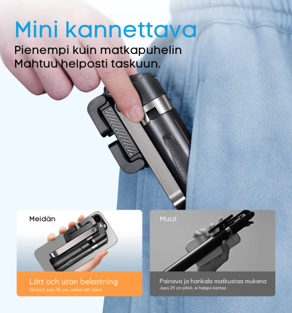 UniStiq™ |  Kannettava monitoiminen selfiekeppi