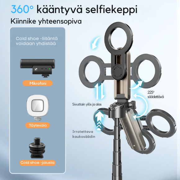 UniStiq™ |  Kannettava monitoiminen selfiekeppi
