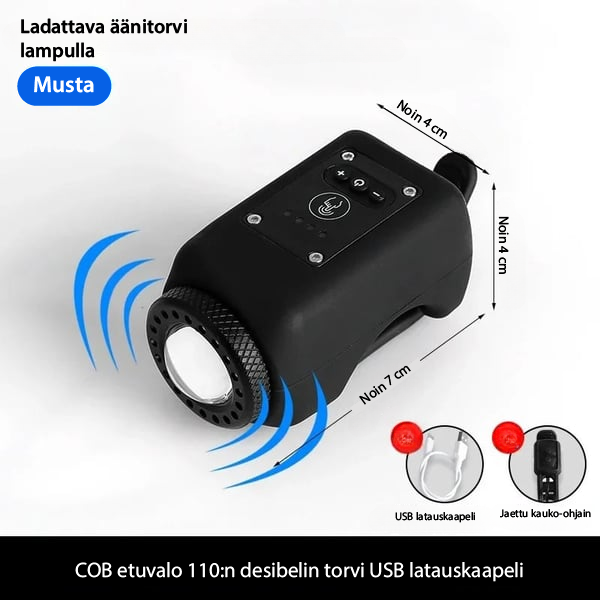 VeloShield 110: Pyörän kaiken sään äänitorvi ja valo