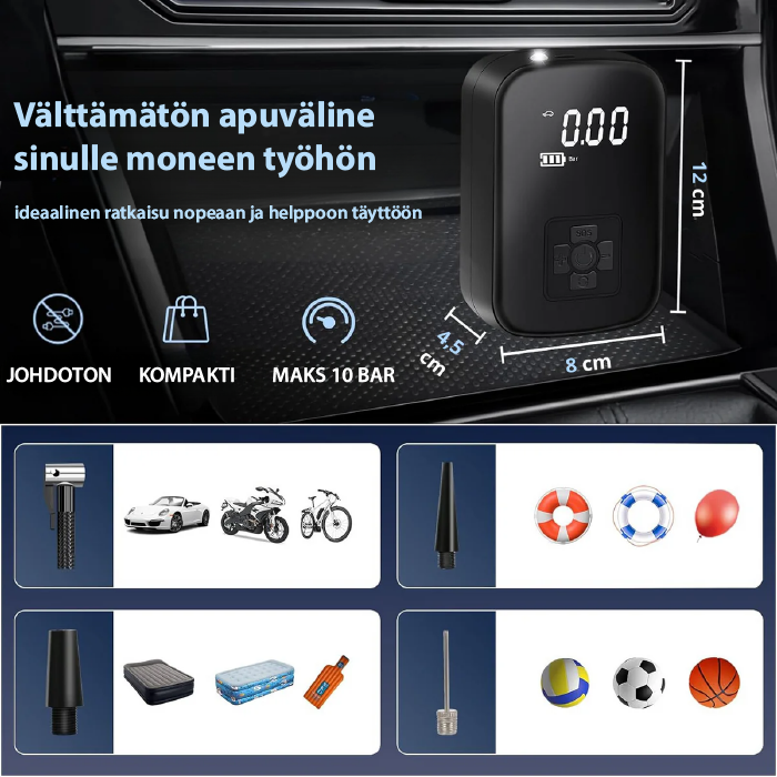 Sähköinen ilmapumppu - Täytä mitä tahansa, missä tahansa!
