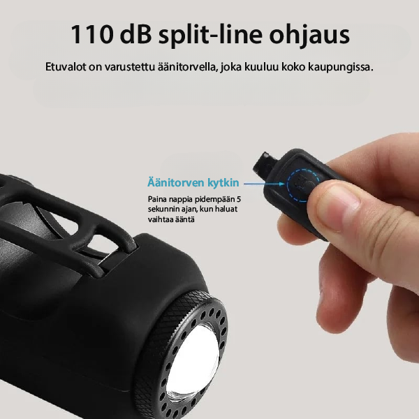 VeloShield 110: Pyörän kaiken sään äänitorvi ja valo