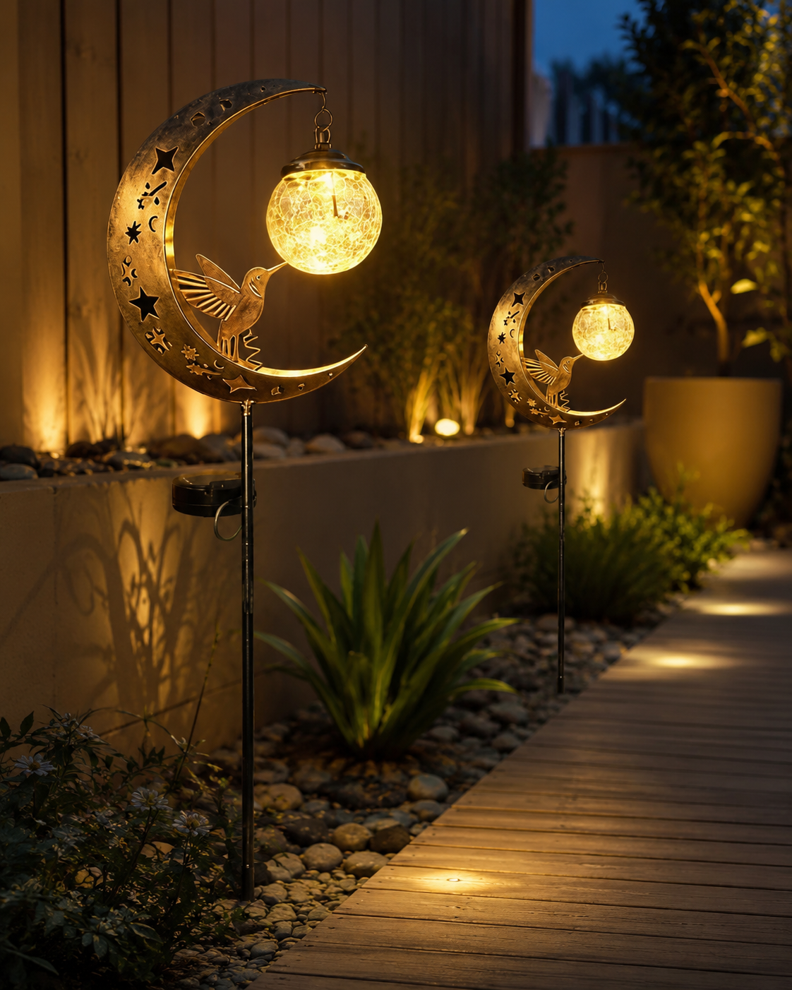 Moonlit Perch Solar Garden Stake
