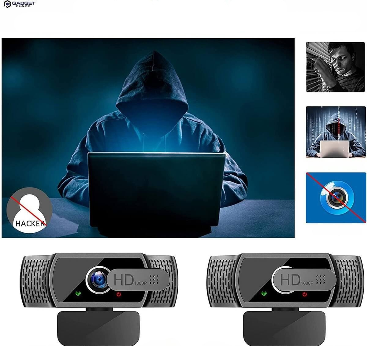 Gadgetplace Full HD 1080P Verkkokamera – Plug & Play, Sisäänrakennettu Melunvaimennusmikrofoni, 90° Laajakulma