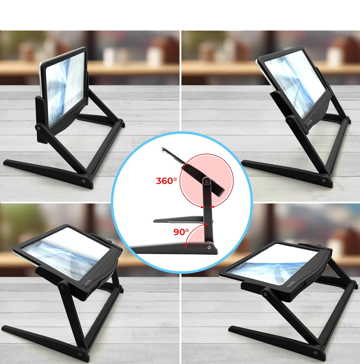 Vicon LED Suurennuslasi – 5X Suurennus, Heijastamaton Linssi, 3 Valotilaa, Taitettava Handsfree-teline