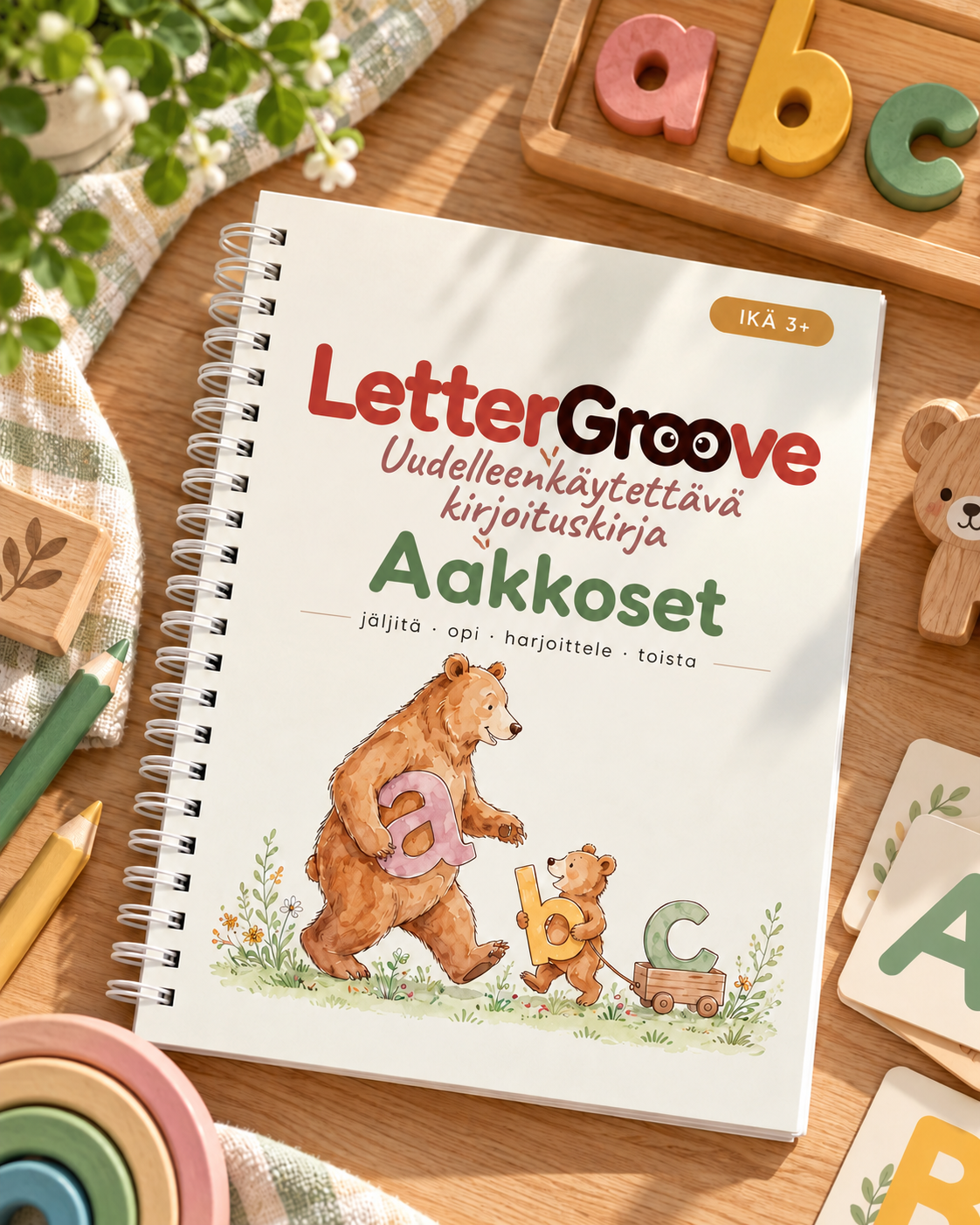 LetterGroove – uudelleenkäytettävä käsialan harjoitussetti