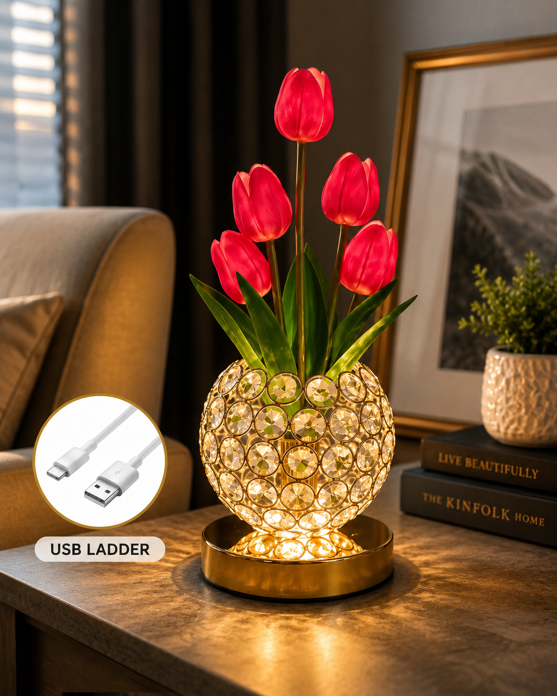 Bloomlux kristallinen tulppaanilamppu