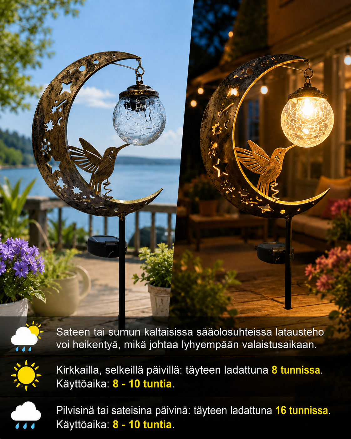Moonlit Perch Solar Garden Stake