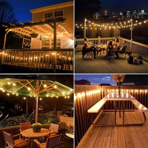 YARDBULBS™ Ulkovalosarja – 25 Lamppua, 7,5 m Johto, Liitettävä ja Vedenkestävä