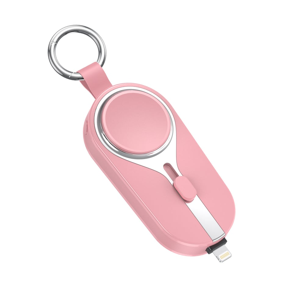KeyPact Duo 2-in-1 Mini Powerbank kellolaturilla – 2000mAh, Type-C & Lightning, Kestävä karabiinilla