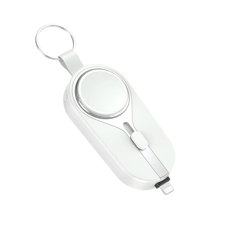KeyPact Duo 2-in-1 Mini Powerbank kellolaturilla – 2000mAh, Type-C & Lightning, Kestävä karabiinilla