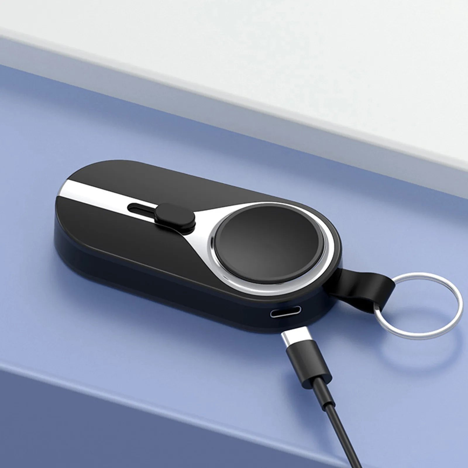 KeyPact Duo 2-in-1 Mini Powerbank kellolaturilla – 2000mAh, Type-C & Lightning, Kestävä karabiinilla