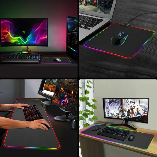 RGB Pelihiirimatto 13 Valotilalla, Nano-Teksturoitu Pinta & Liukumaton Pohja