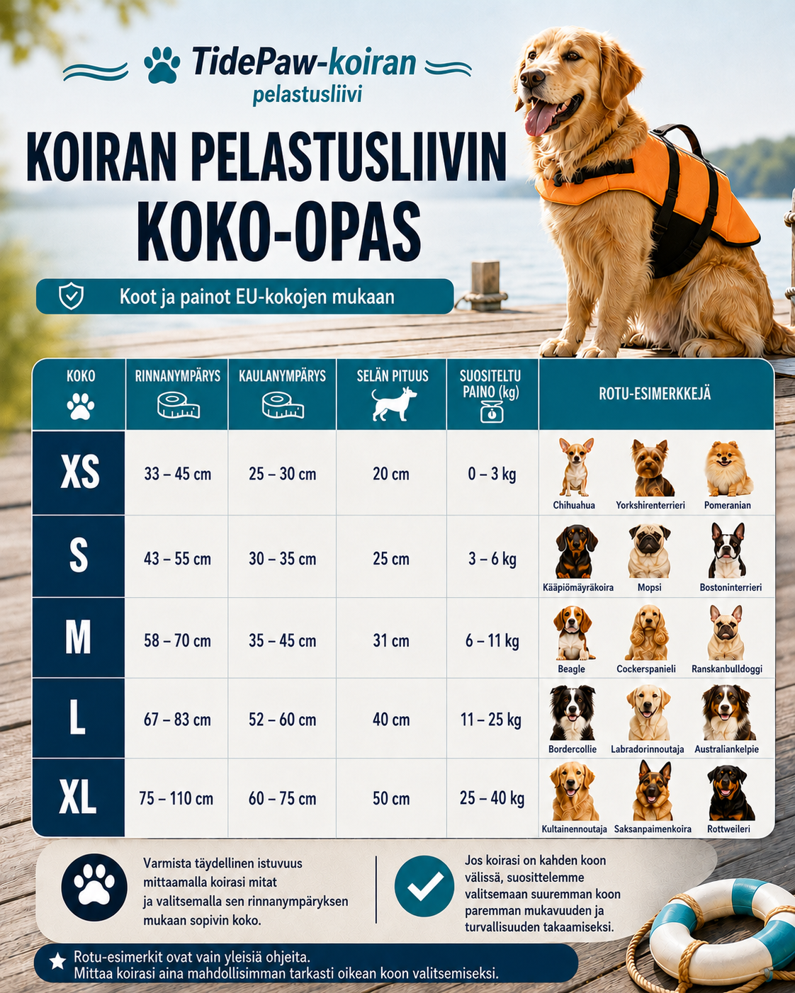 TidePaw-koiran pelastusliivi