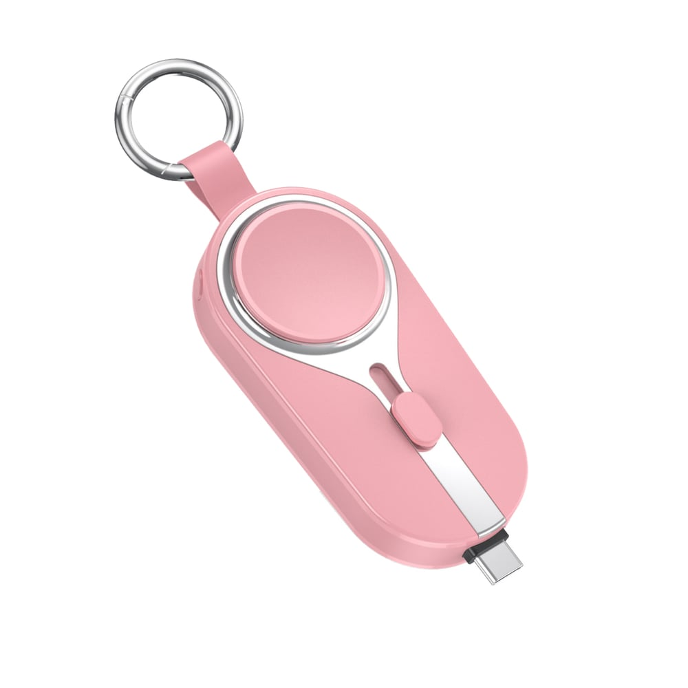 KeyPact Duo 2-in-1 Mini Powerbank kellolaturilla – 2000mAh, Type-C & Lightning, Kestävä karabiinilla