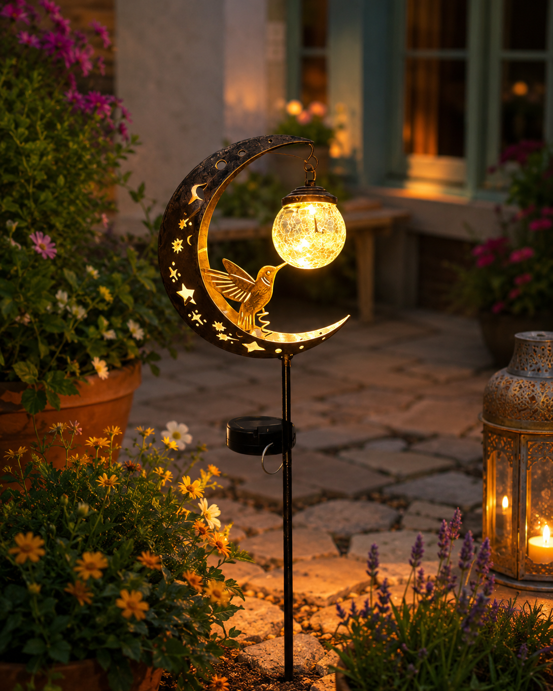 Moonlit Perch Solar Garden Stake