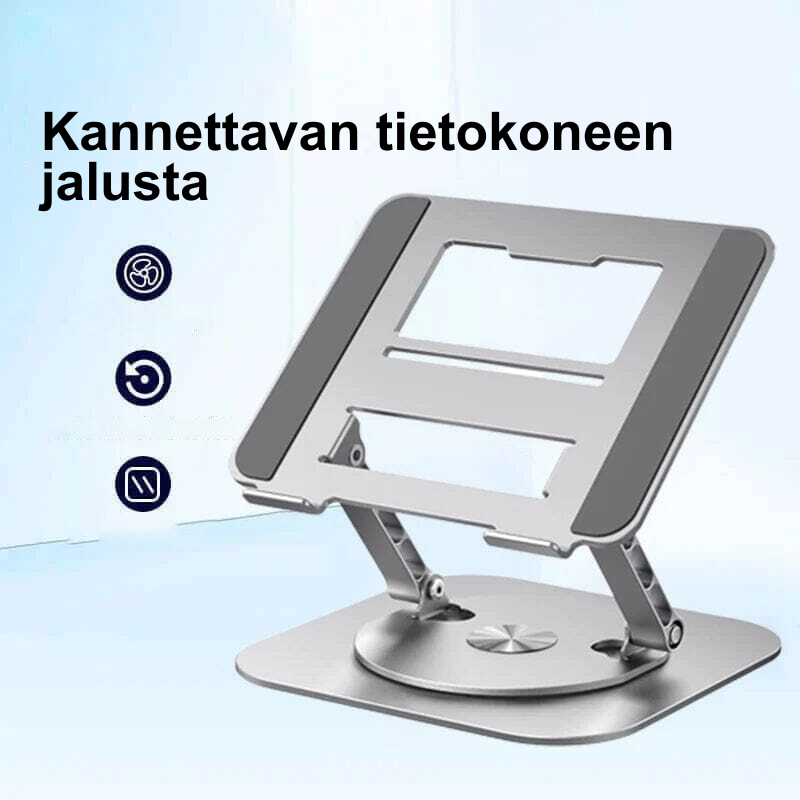 Ergonominen 360° Kääntyvä Tietokonealusta – Säädettävä ja Jäähdyttävä Läppärijalusta