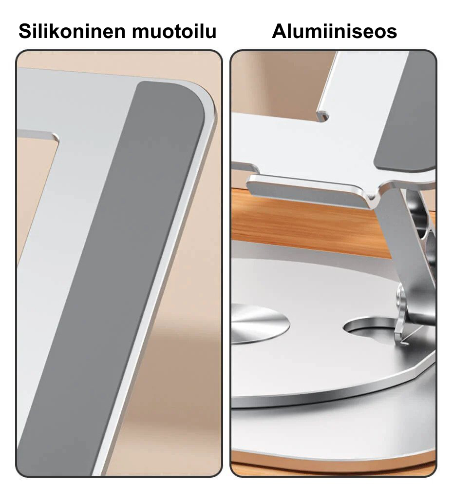 Ergonominen 360° Kääntyvä Tietokonealusta – Säädettävä ja Jäähdyttävä Läppärijalusta