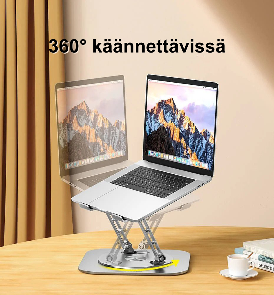 Ergonominen 360° Kääntyvä Tietokonealusta – Säädettävä ja Jäähdyttävä Läppärijalusta